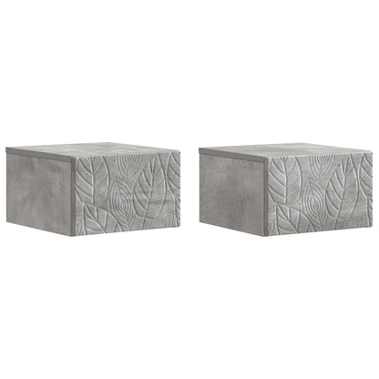 vidaXL Wall-Mounted Bedside Cabinet 2 pcs Concrete Grey