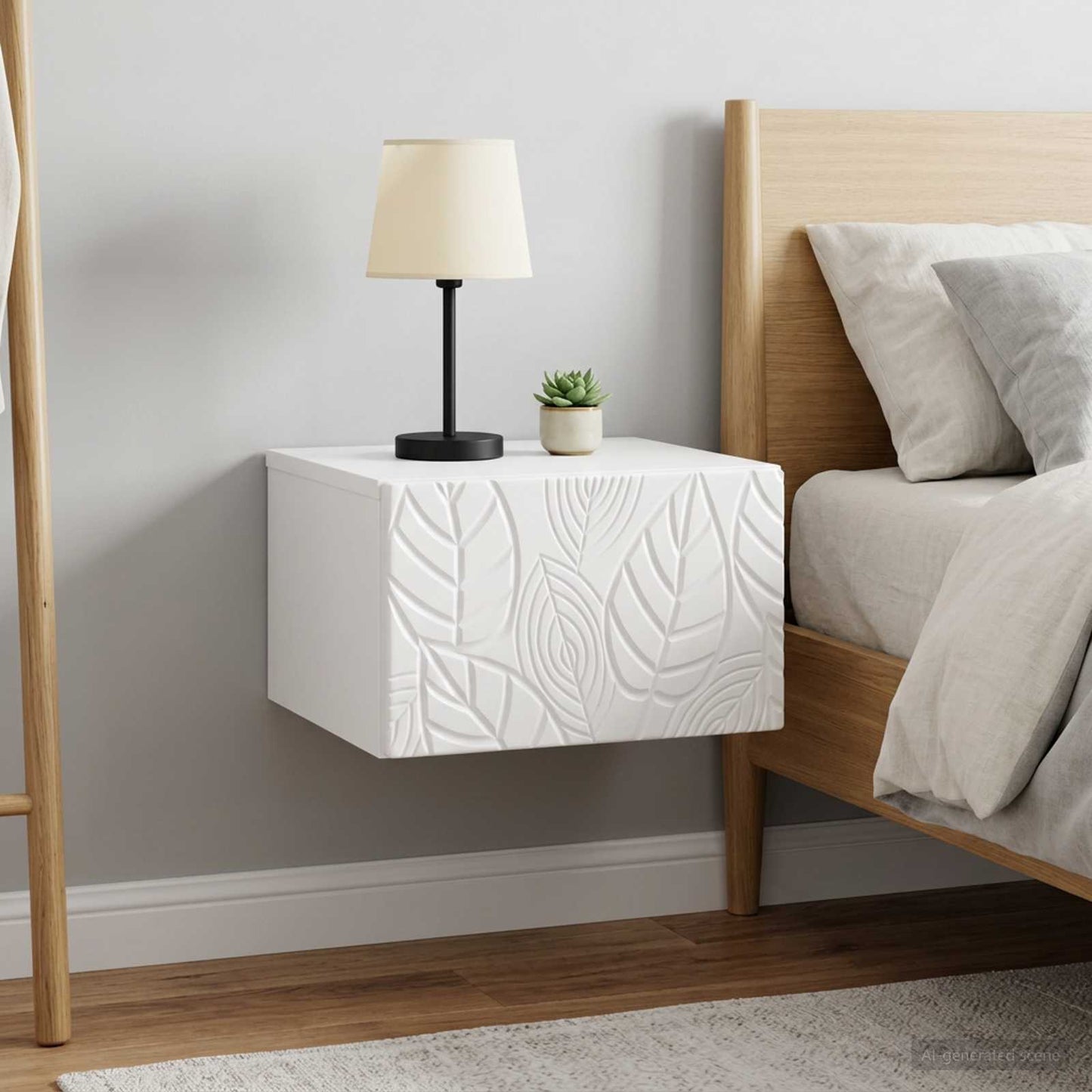 vidaXL Wall-Mounted Bedside Cabinet 2 pcs High Gloss White