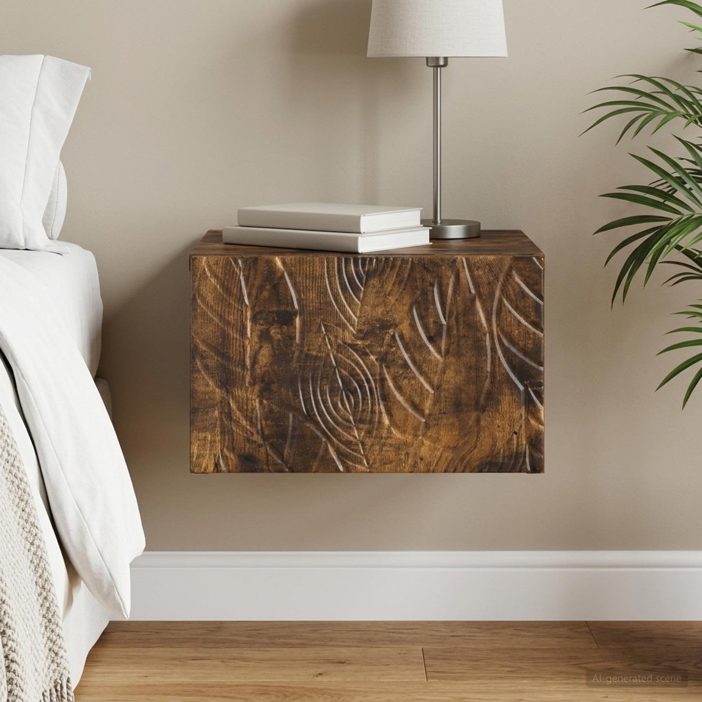 vidaXL Wall-Mounted Bedside Cabinet Smoked Oak 49 x 34.5 x 20 cm