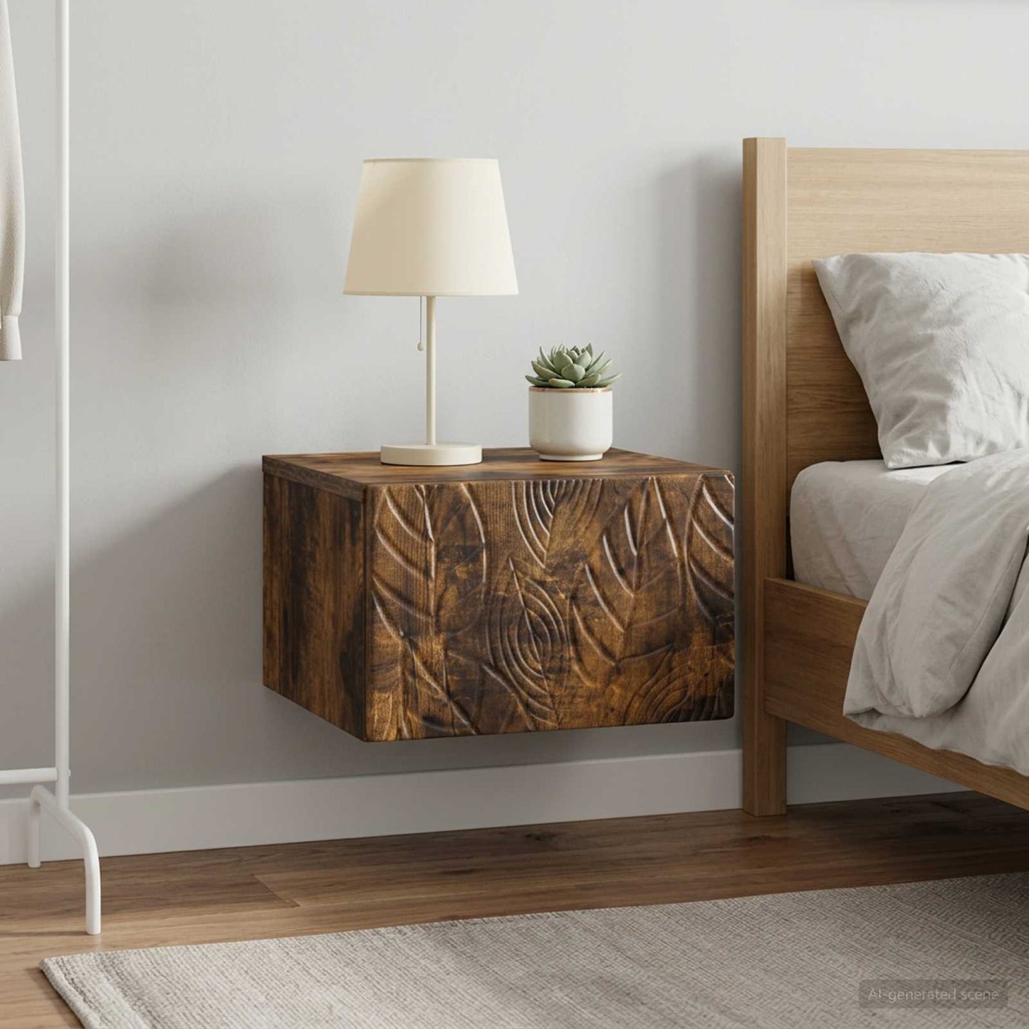 vidaXL Wall-Mounted Bedside Cabinet 2 pcs Smoked Oak 49 x 34.5 x 20 cm