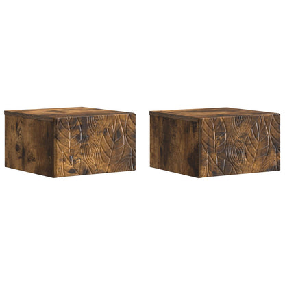 vidaXL Wall-Mounted Bedside Cabinet 2 pcs Smoked Oak 49 x 34.5 x 20 cm