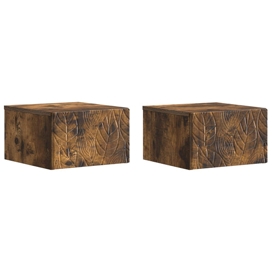 vidaXL Wall-Mounted Bedside Cabinet 2 pcs Smoked Oak 49 x 34.5 x 20 cm