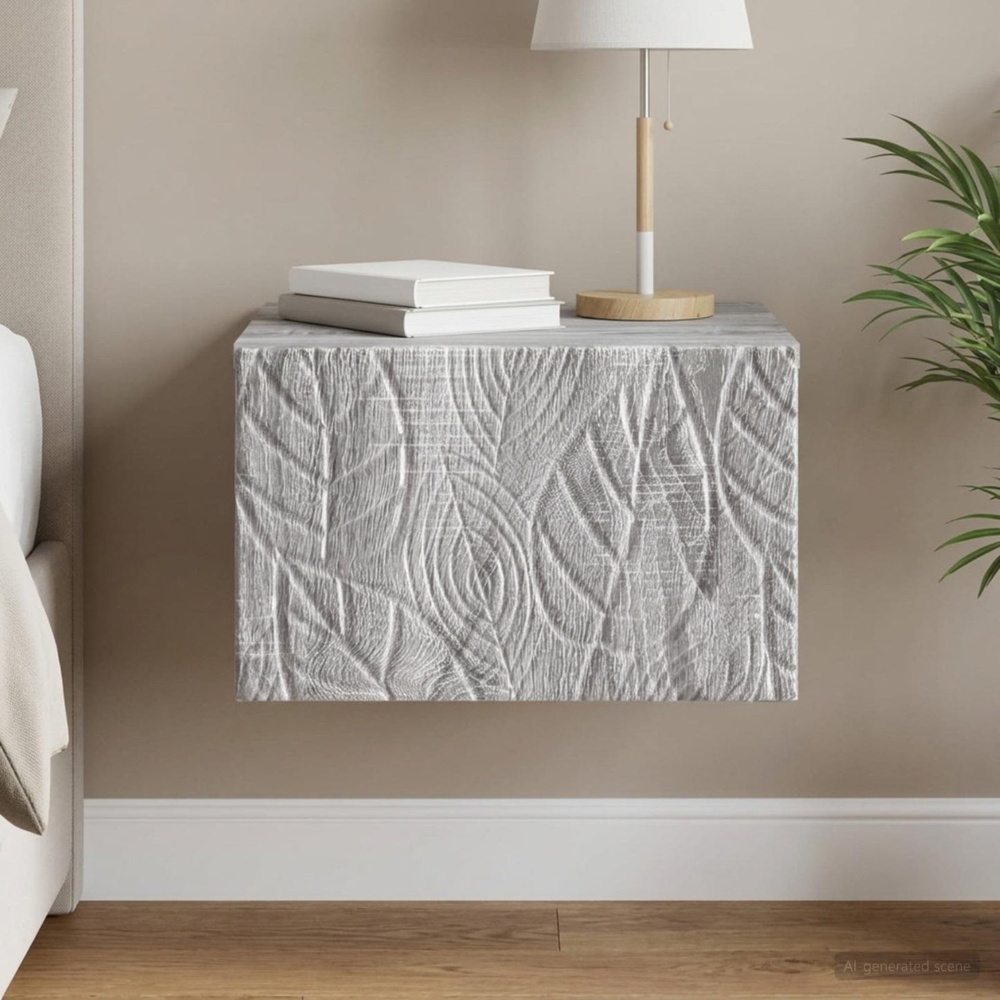 vidaXL Wall-Mounted Bedside Cabinet Grey Sonoma 49 x 34.5 x 20 cm