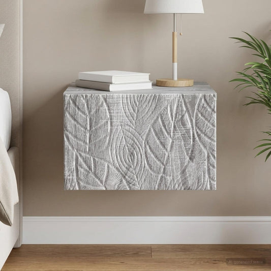 vidaXL Wall-Mounted Bedside Cabinet Grey Sonoma 49 x 34.5 x 20 cm