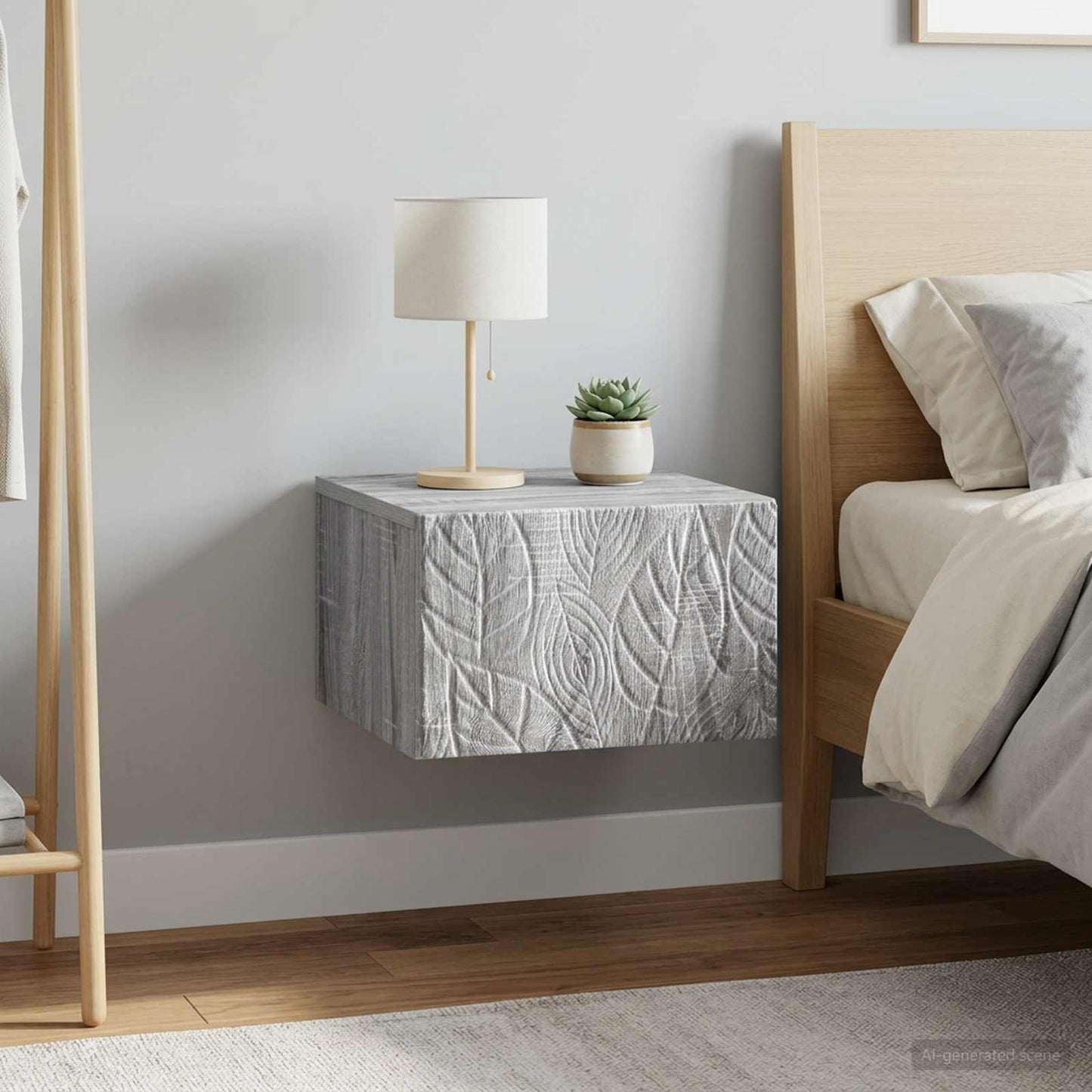 vidaXL Wall-Mounted Bedside Cabinet 2 pcs Grey Sonoma