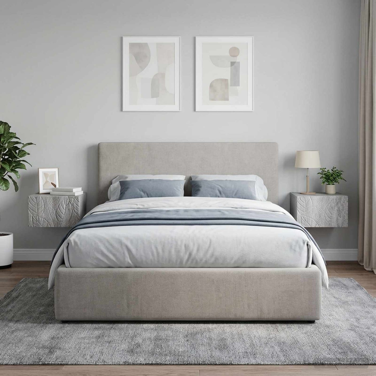 vidaXL Wall-Mounted Bedside Cabinet 2 pcs Grey Sonoma