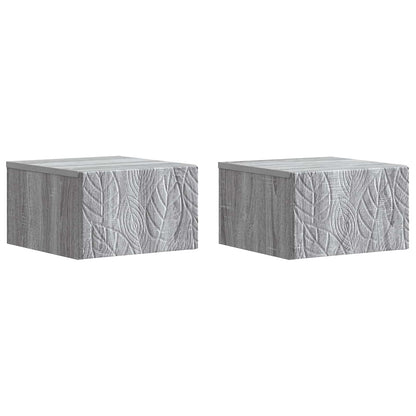 vidaXL Wall-Mounted Bedside Cabinet 2 pcs Grey Sonoma