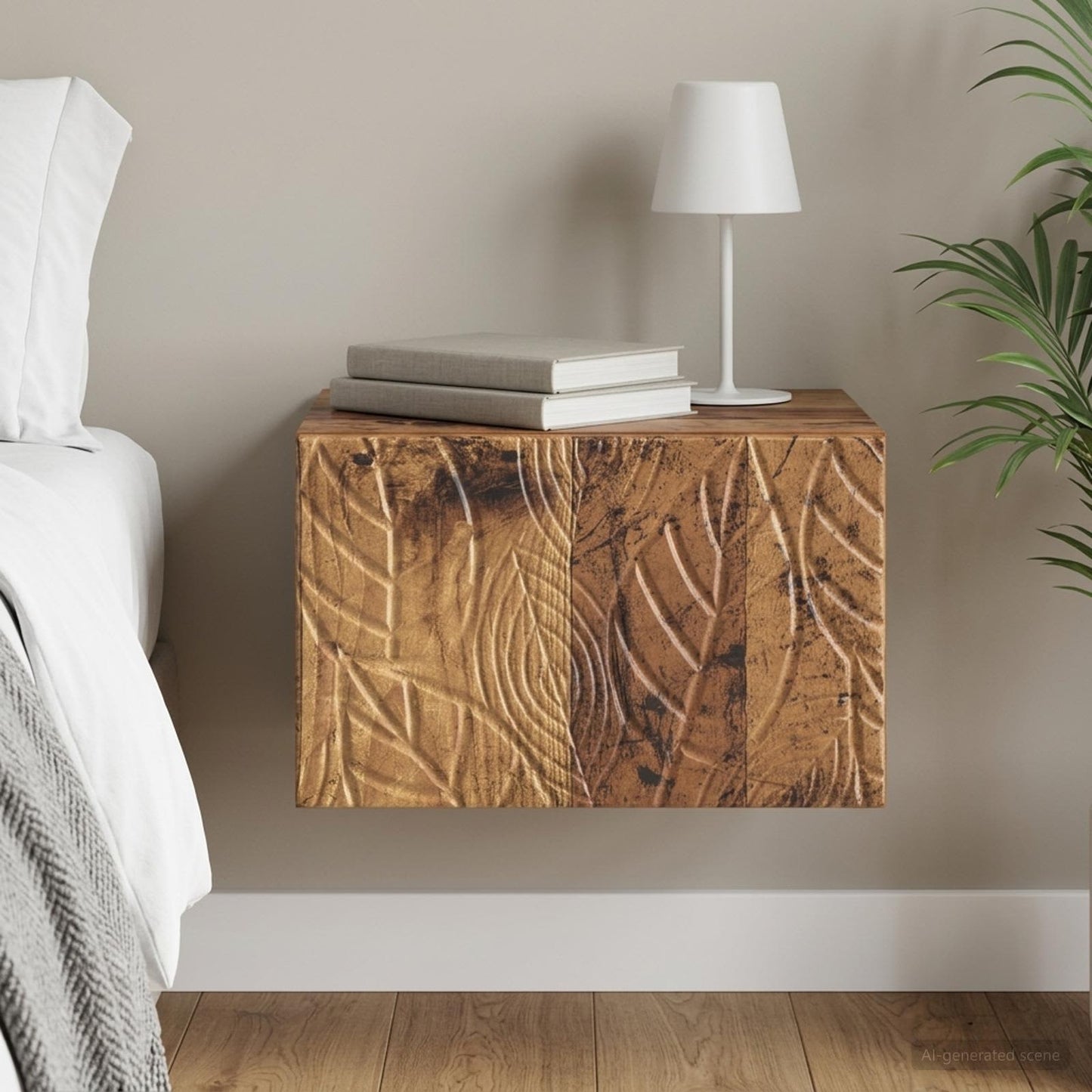 vidaXL Wall-Mounted Bedside Cabinet Old Wood 49 x 34.5 x 20 cm