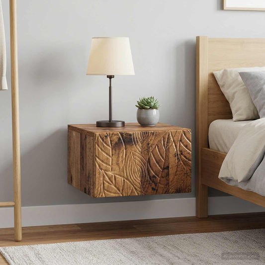vidaXL Wall-Mounted Bedside Cabinet 2 pcs Old Wood 49 x 34.5 x 20 cm