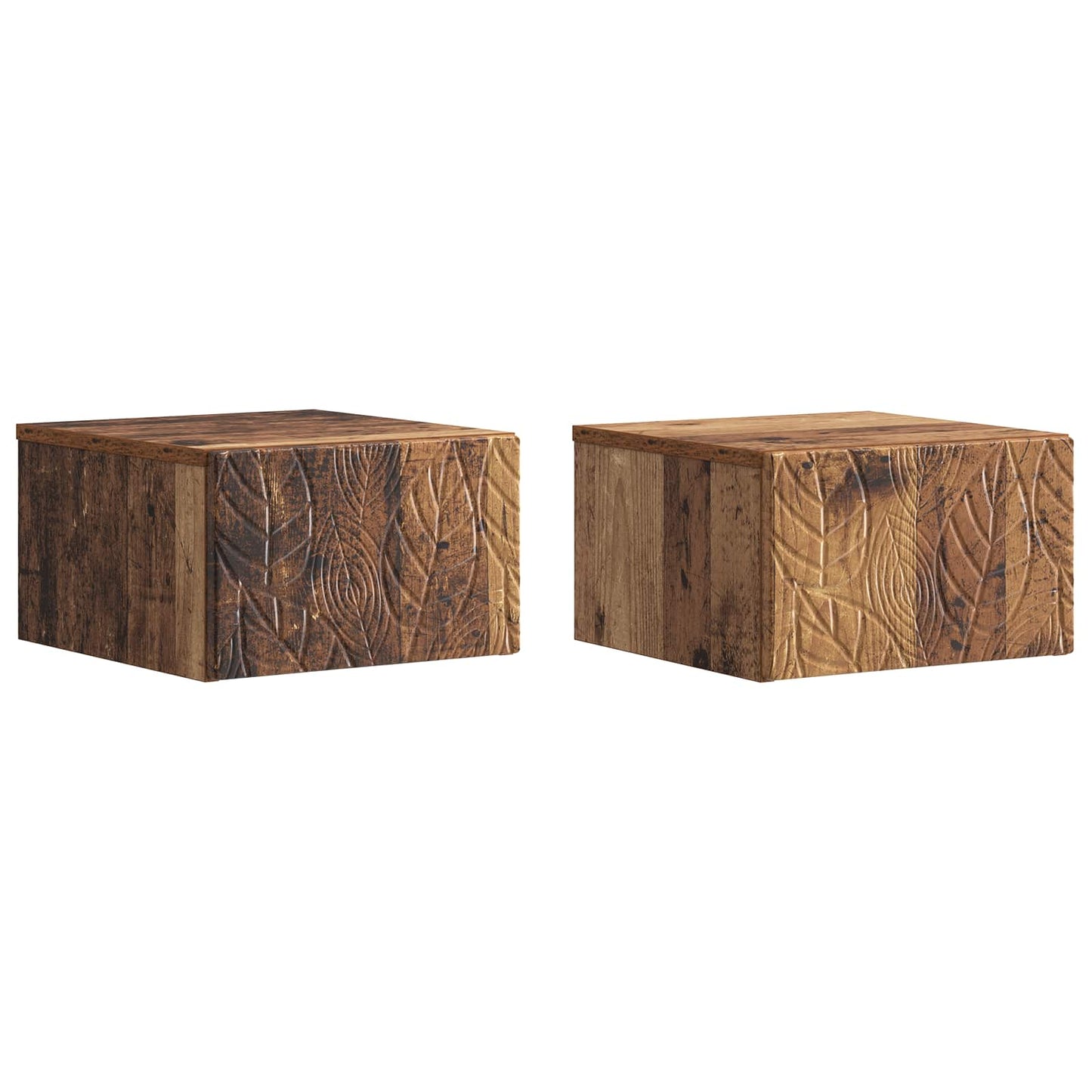 vidaXL Wall-Mounted Bedside Cabinet 2 pcs Old Wood 49 x 34.5 x 20 cm