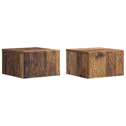vidaXL Wall-Mounted Bedside Cabinet 2 pcs Old Wood 49 x 34.5 x 20 cm
