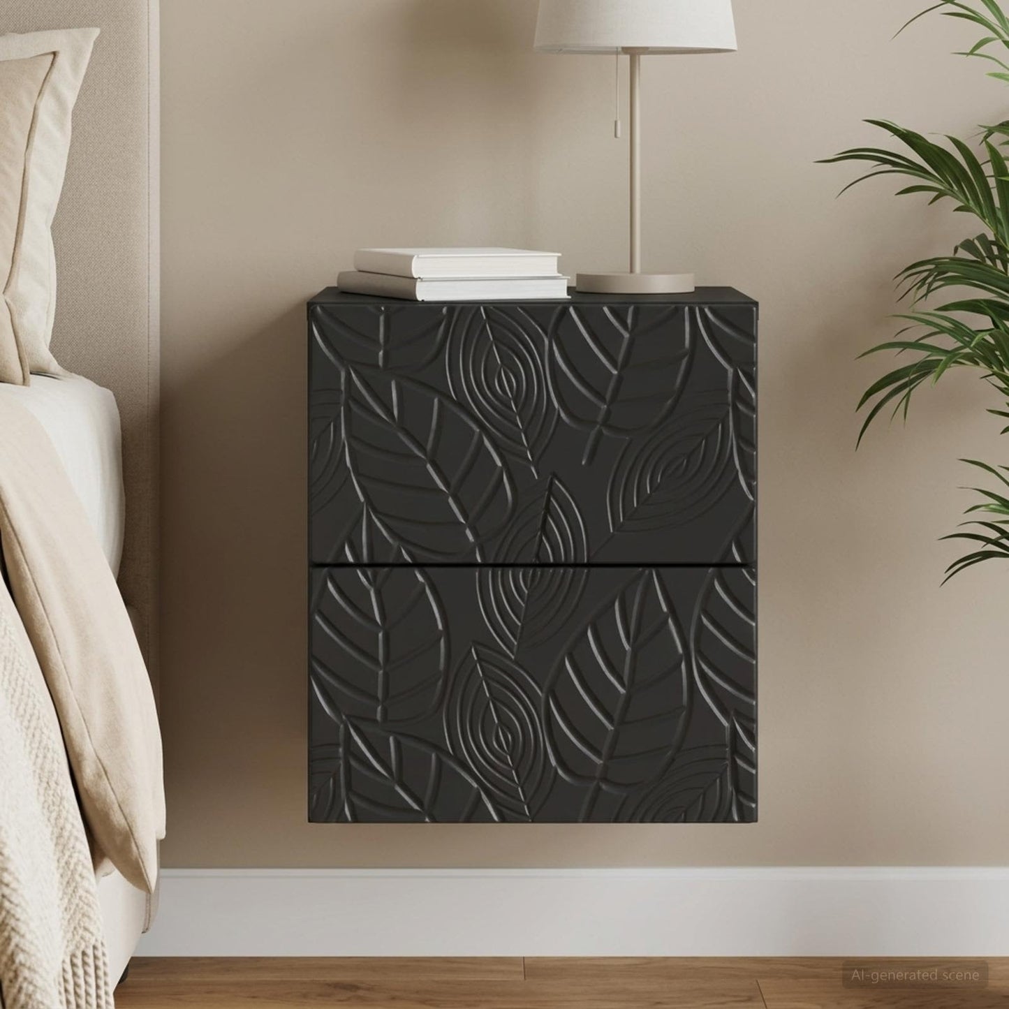 vidaXL Wall-Mounted Bedside Cabinet Black 34.5 x 33 x 40 cm