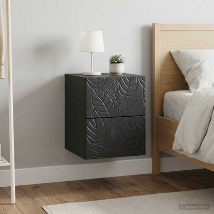 vidaXL Wall-Mounted Bedside Cabinet 2 pcs Black 34.5 x 33 x 40 cm
