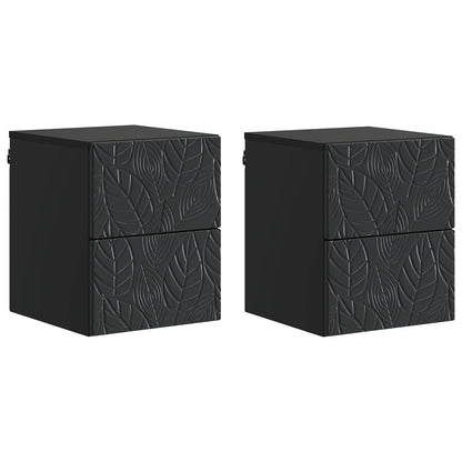 vidaXL Wall-Mounted Bedside Cabinet 2 pcs Black 34.5 x 33 x 40 cm