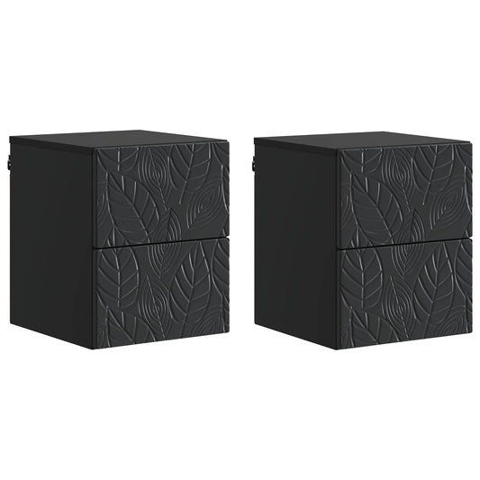 vidaXL Wall-Mounted Bedside Cabinet 2 pcs Black 34.5 x 33 x 40 cm