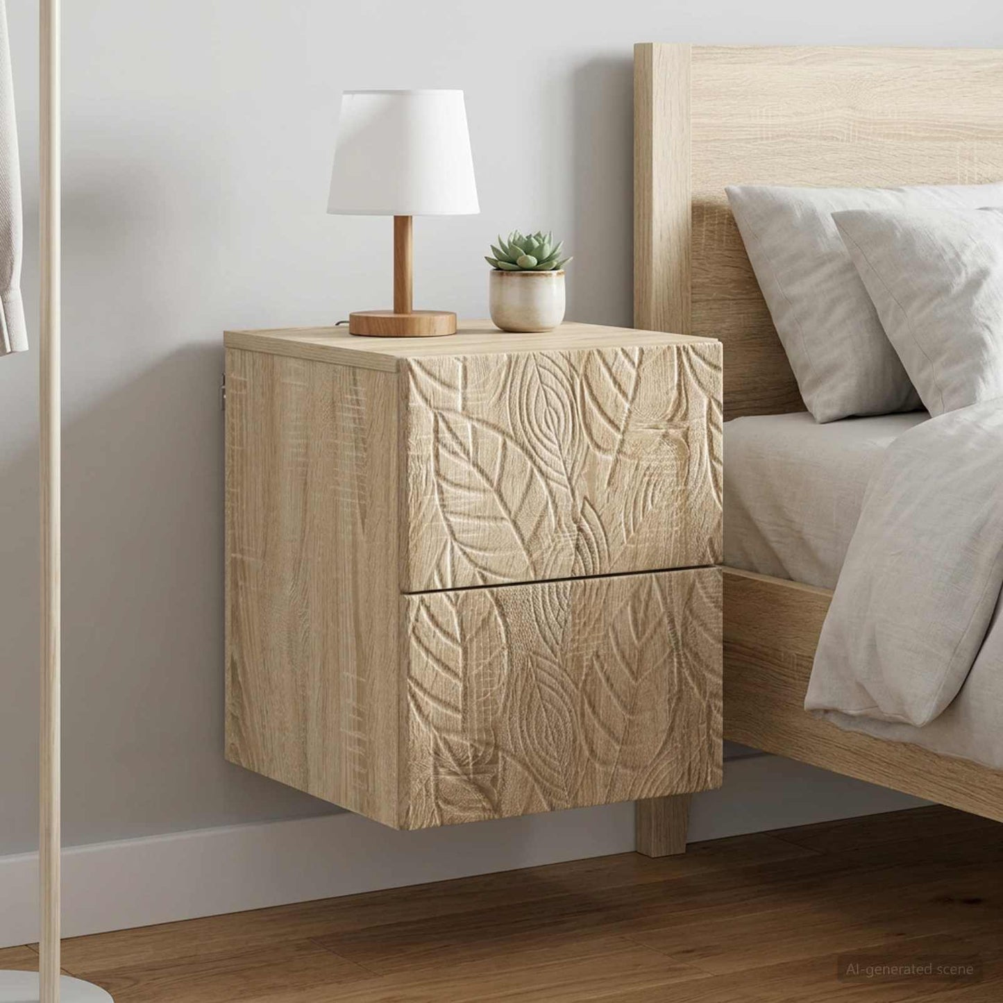vidaXL Wall-Mounted Bedside Cabinet 2 pcs Sonoma Oak 34.5 x 33 x 40 cm