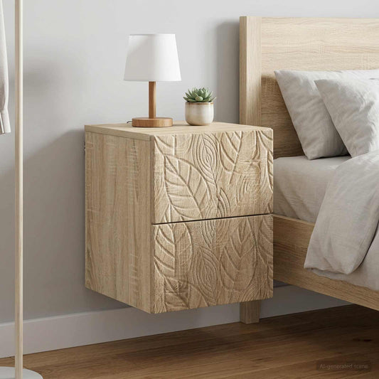 vidaXL Wall-Mounted Bedside Cabinet 2 pcs Sonoma Oak 34.5 x 33 x 40 cm