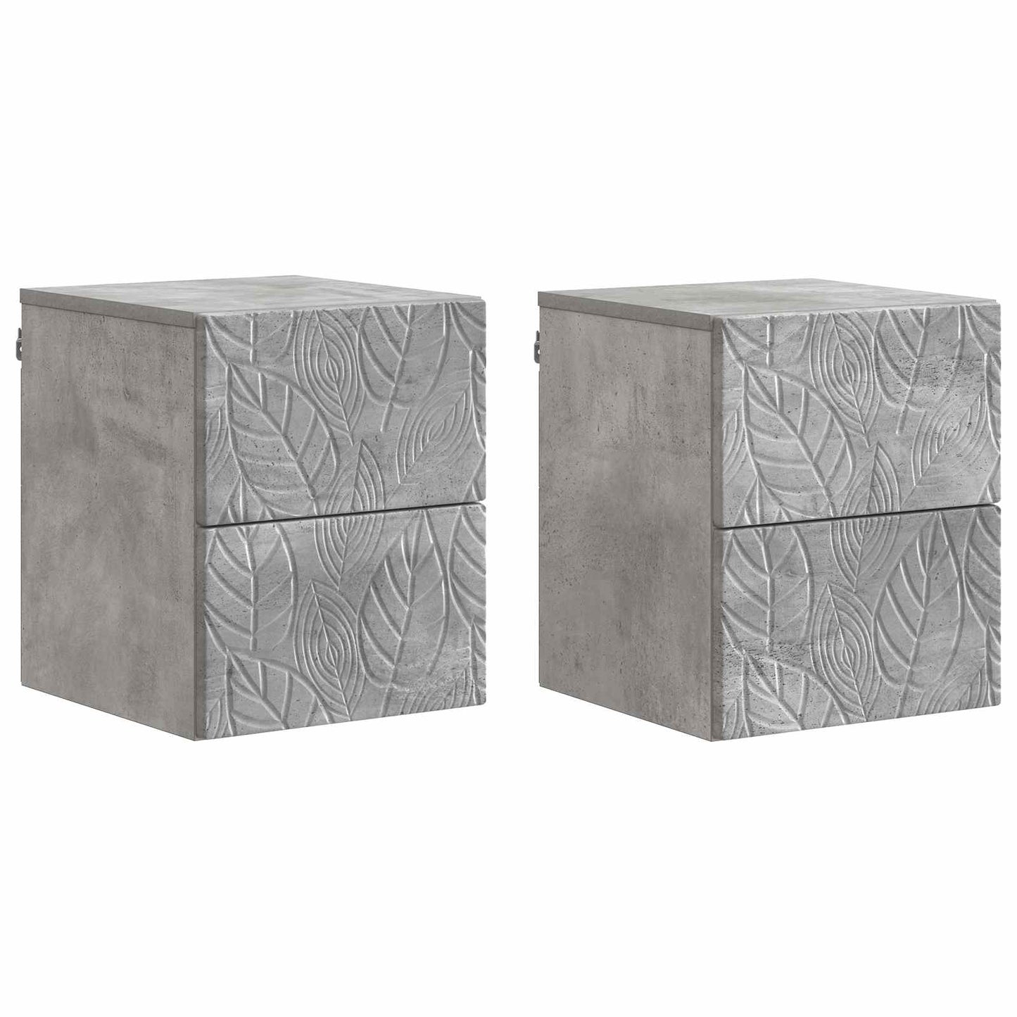 vidaXL Wall-Mounted Bedside Cabinet 2 pcs Concrete Grey