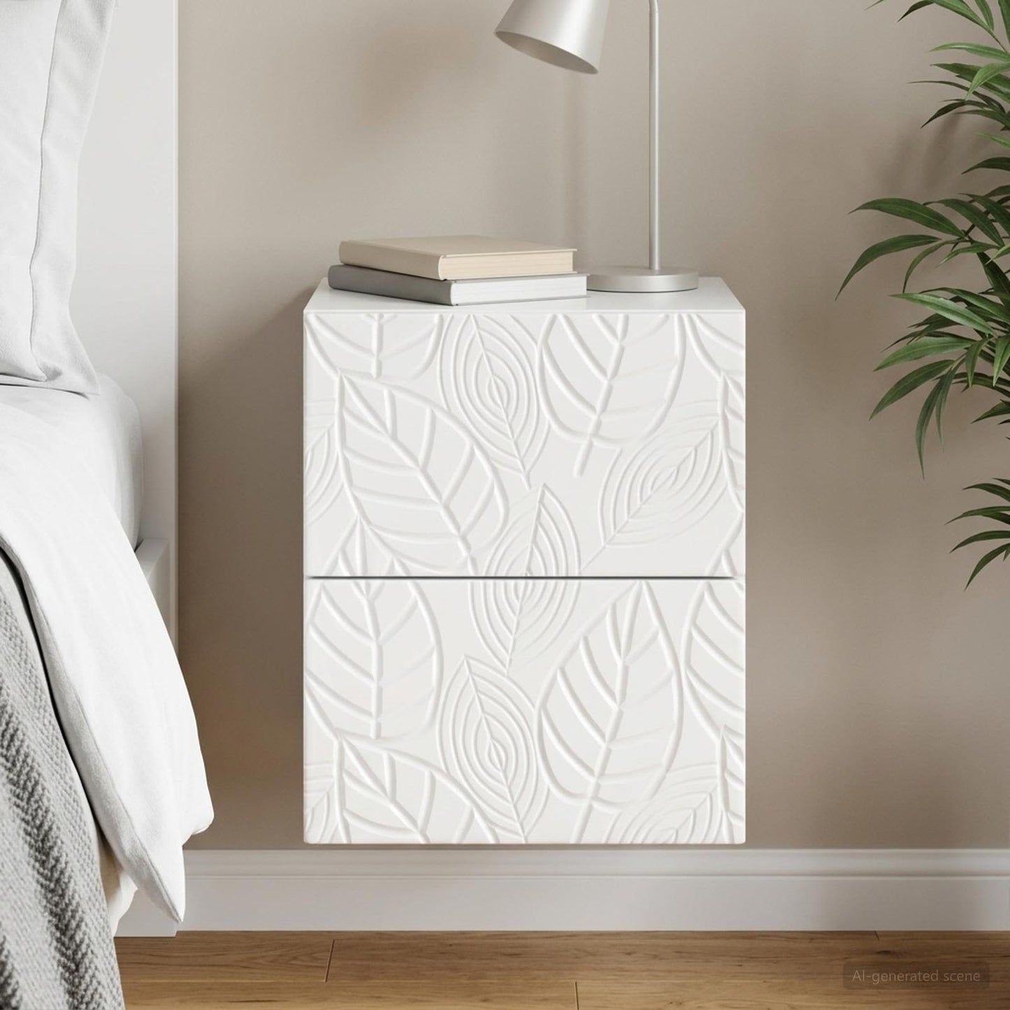 vidaXL Wall-Mounted Bedside Cabinet High Gloss White 34.5 x 33 x 40 cm