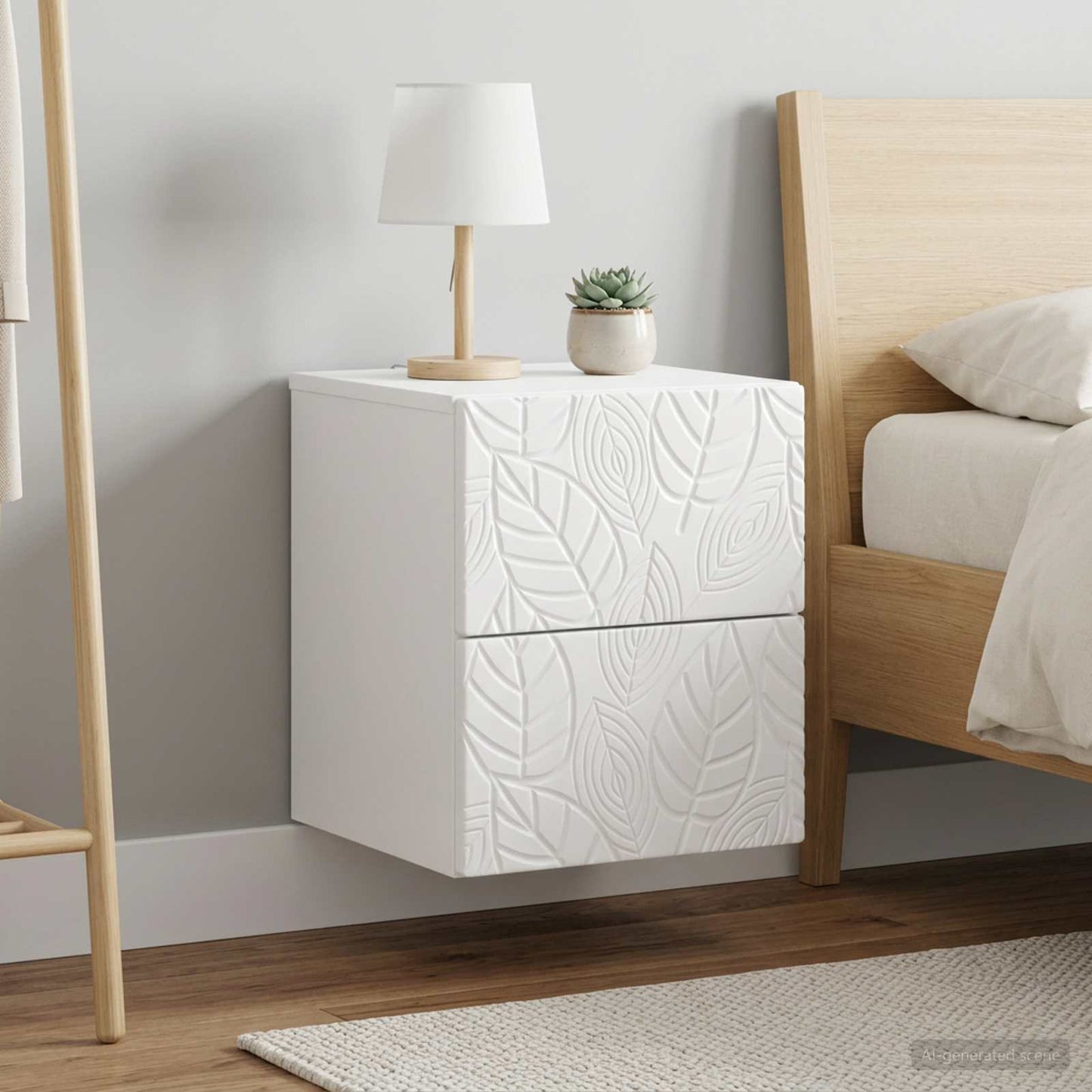 vidaXL Wall-Mounted Bedside Cabinet 2 pcs High Gloss White