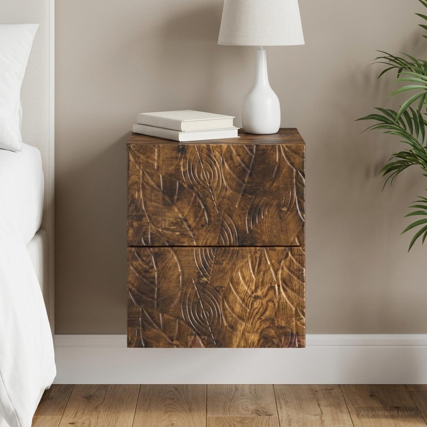 vidaXL Wall-Mounted Bedside Cabinet Smoked Oak 34.5 x 33 x 40 cm