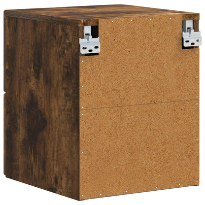 vidaXL Wall-Mounted Bedside Cabinet 2 pcs Smoked Oak 34.5 x 33 x 40 cm