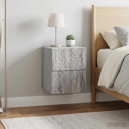 vidaXL Wall-Mounted Bedside Cabinet 2 pcs Grey Sonoma