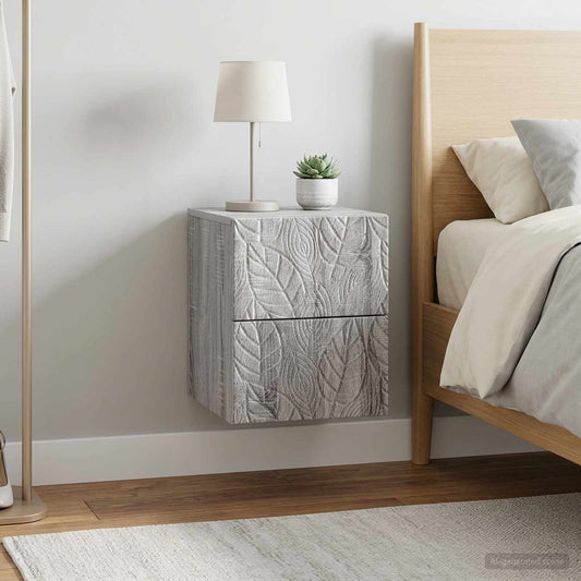 vidaXL Wall-Mounted Bedside Cabinet 2 pcs Grey Sonoma