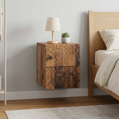 vidaXL Wall-Mounted Bedside Cabinet 2 pcs Old wood 34.5 x 33 x 40 cm