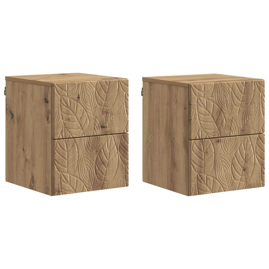 vidaXL Wall-Mounted Bedside Cabinet 2 pcs Artisan Oak