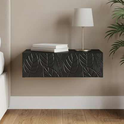 vidaXL Wall-Mounted Side Table Black 59 x 34.5 x 17 cm Engineered Wood