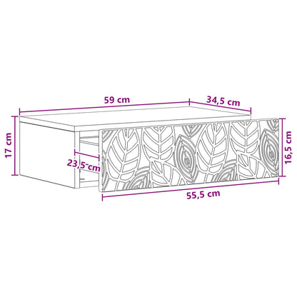 vidaXL Wall-Mounted Side Table 59 x 34.5 x 17 cm Engineered Wood