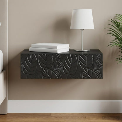 vidaXL Wall-Mounted Side Table Black 87.5 x 34.5 x 17 cm