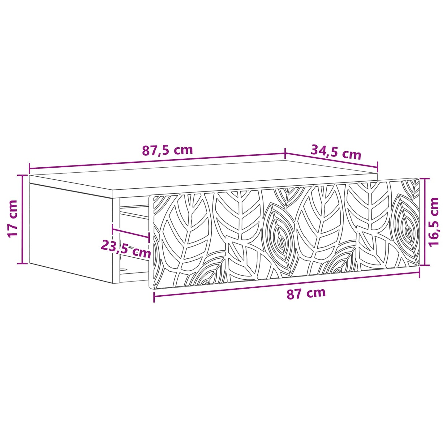 vidaXL Wall-Mounted Side Table 87.5 x 34.5 x 17 cm Engineered Wood