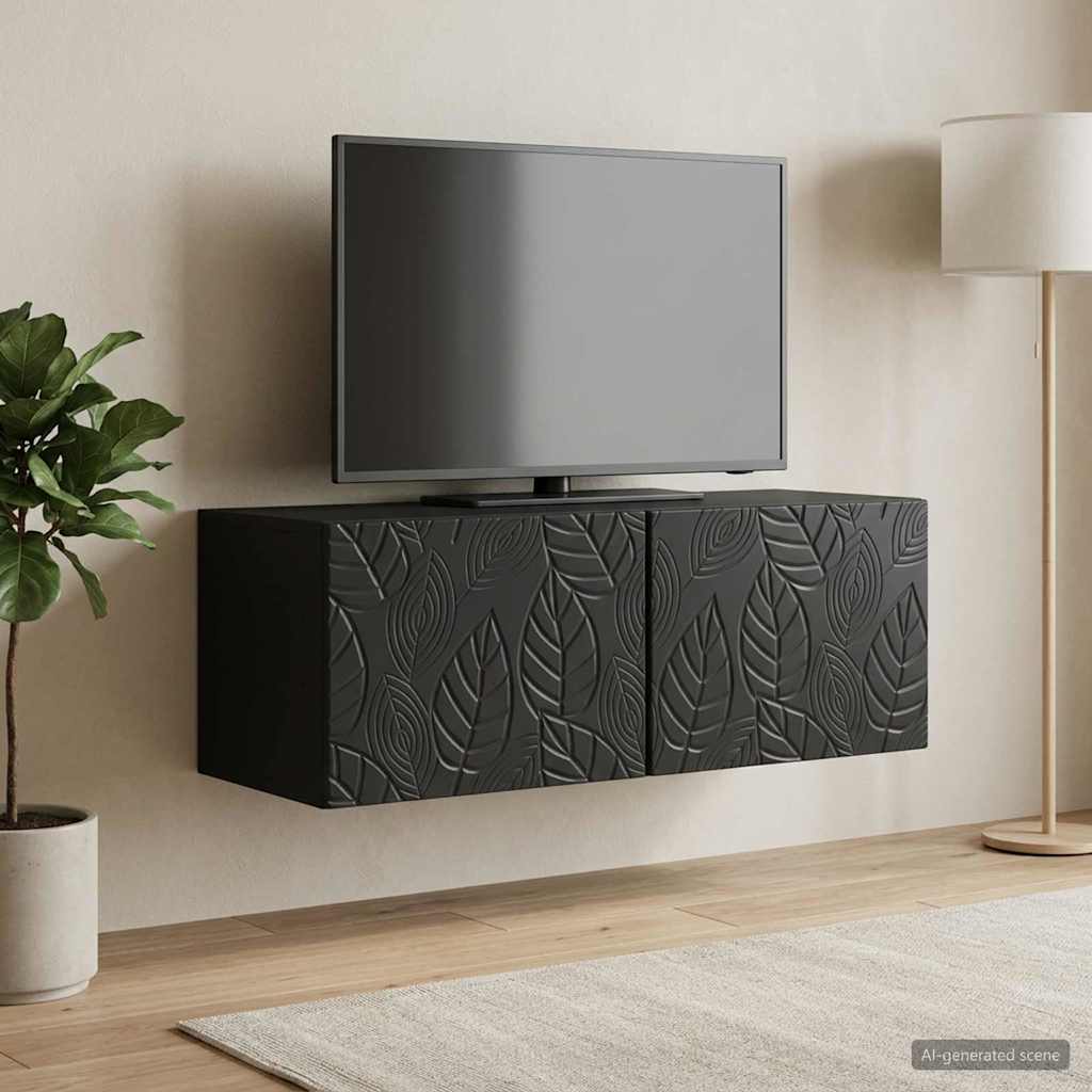 vidaXL Wall-Mounted TV Cabinet 59.5 x 41 x 30 cm Black Engineered Wood