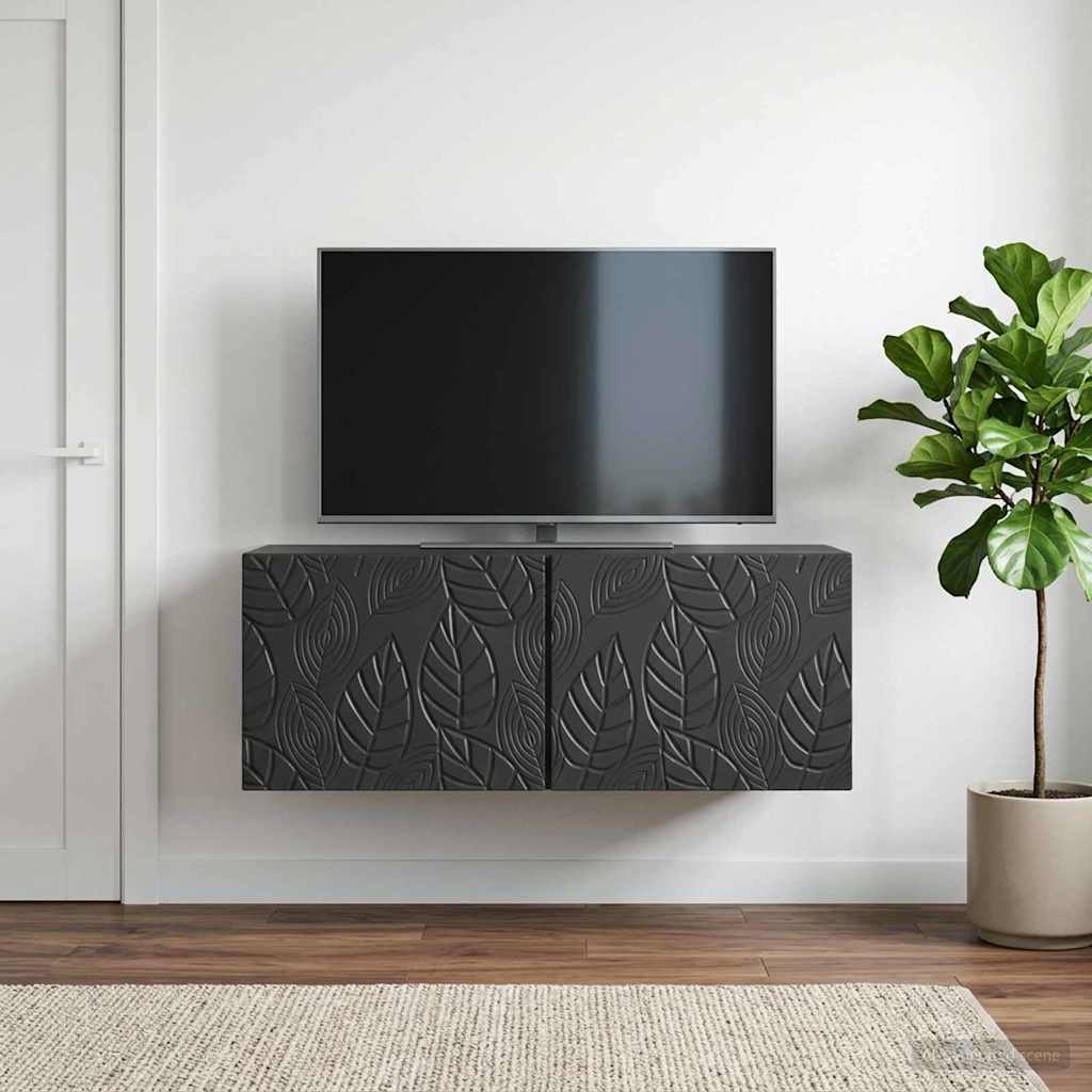 vidaXL Wall-Mounted TV Cabinet 59.5 x 41 x 30 cm Black Engineered Wood