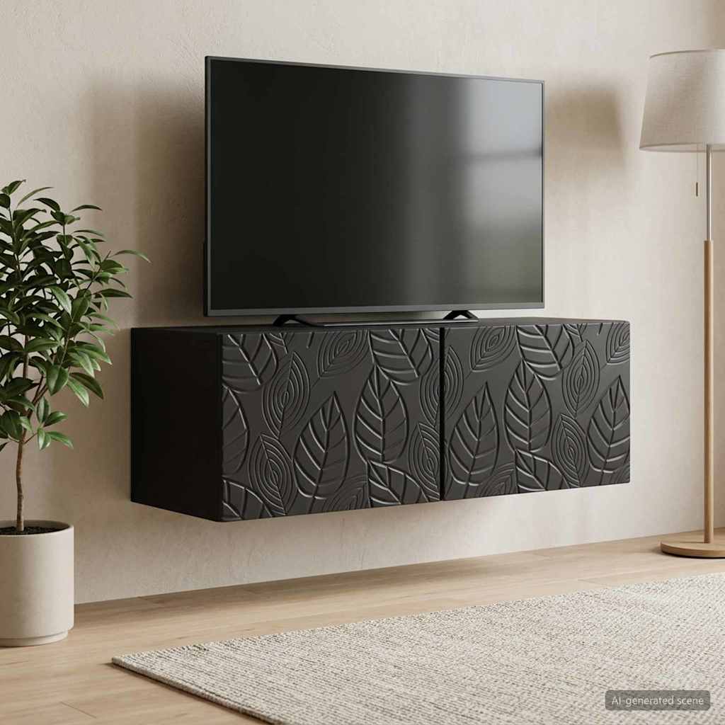 vidaXL Wall-Mounted TV Cabinet 78.5 x 41 x 30 cm Black Engineered Wood