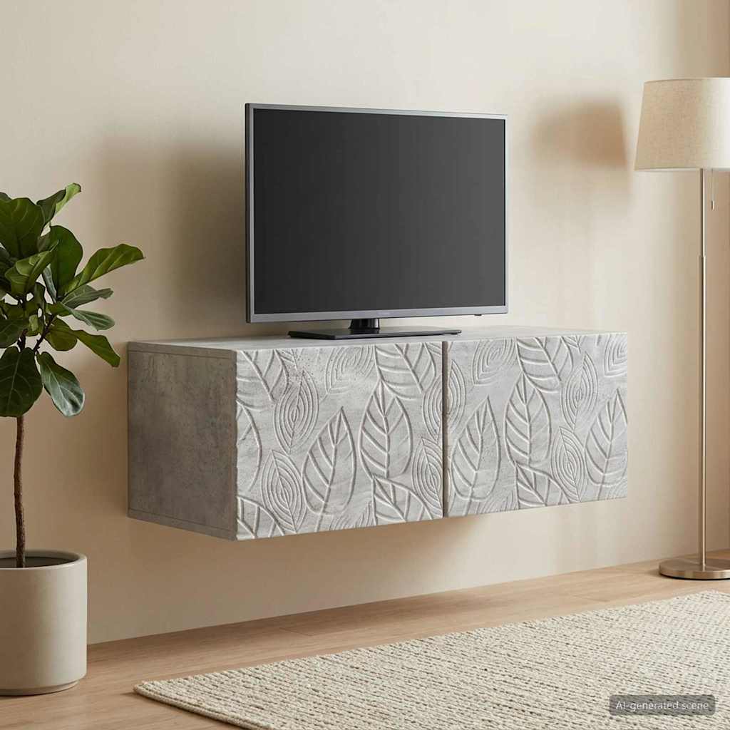vidaXL Wall-Mounted TV Cabinet 98 x 41 x 30 cm Concrete Grey