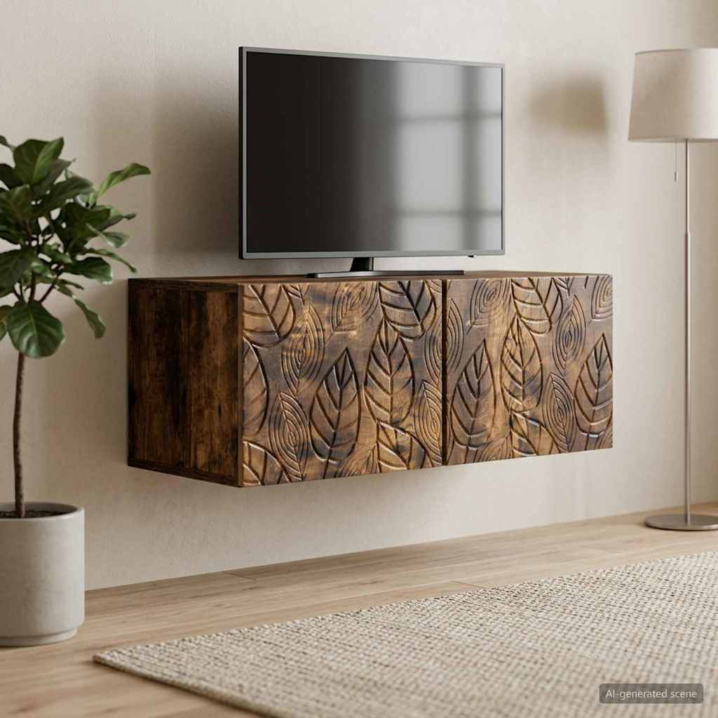 vidaXL Wall-Mounted TV Cabinet 59.5 x 31 cm Smoked Oak Engineered Wood