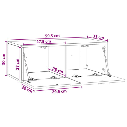 vidaXL Wall-Mounted TV Cabinet 59.5 x 31 cm Smoked Oak Engineered Wood