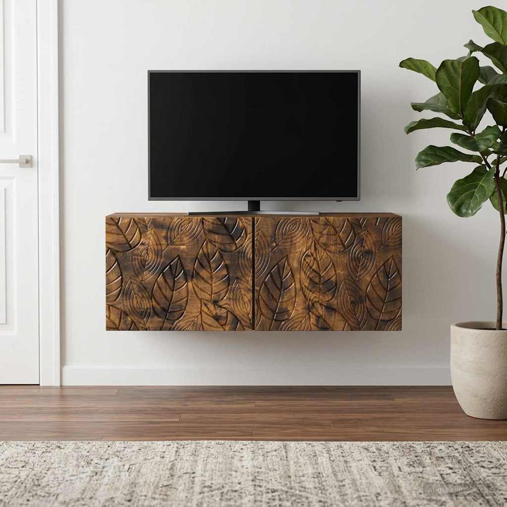 vidaXL Wall-Mounted TV Cabinet 78.5 x 31 cm Smoked Oak Engineered Wood