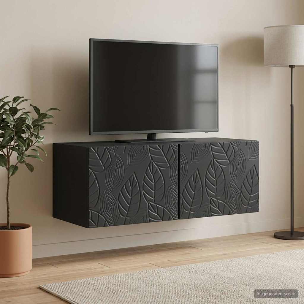 vidaXL Wall-Mounted TV Cabinet 98 x 31 cm Black Engineered Wood