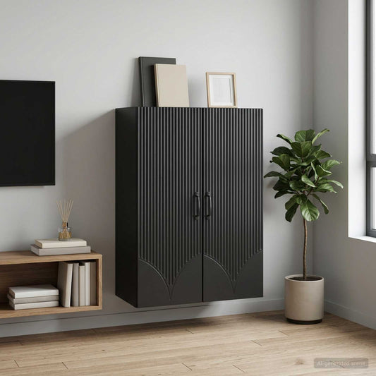 vidaXL Wall-Mounted Cabinet Black 66 x 34.5 x 90 cm Engineered Wood