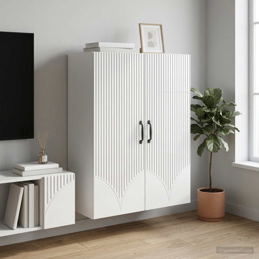 vidaXL Wall-Mounted Cabinet High Gloss White 66 x 34.5 x 90 cm