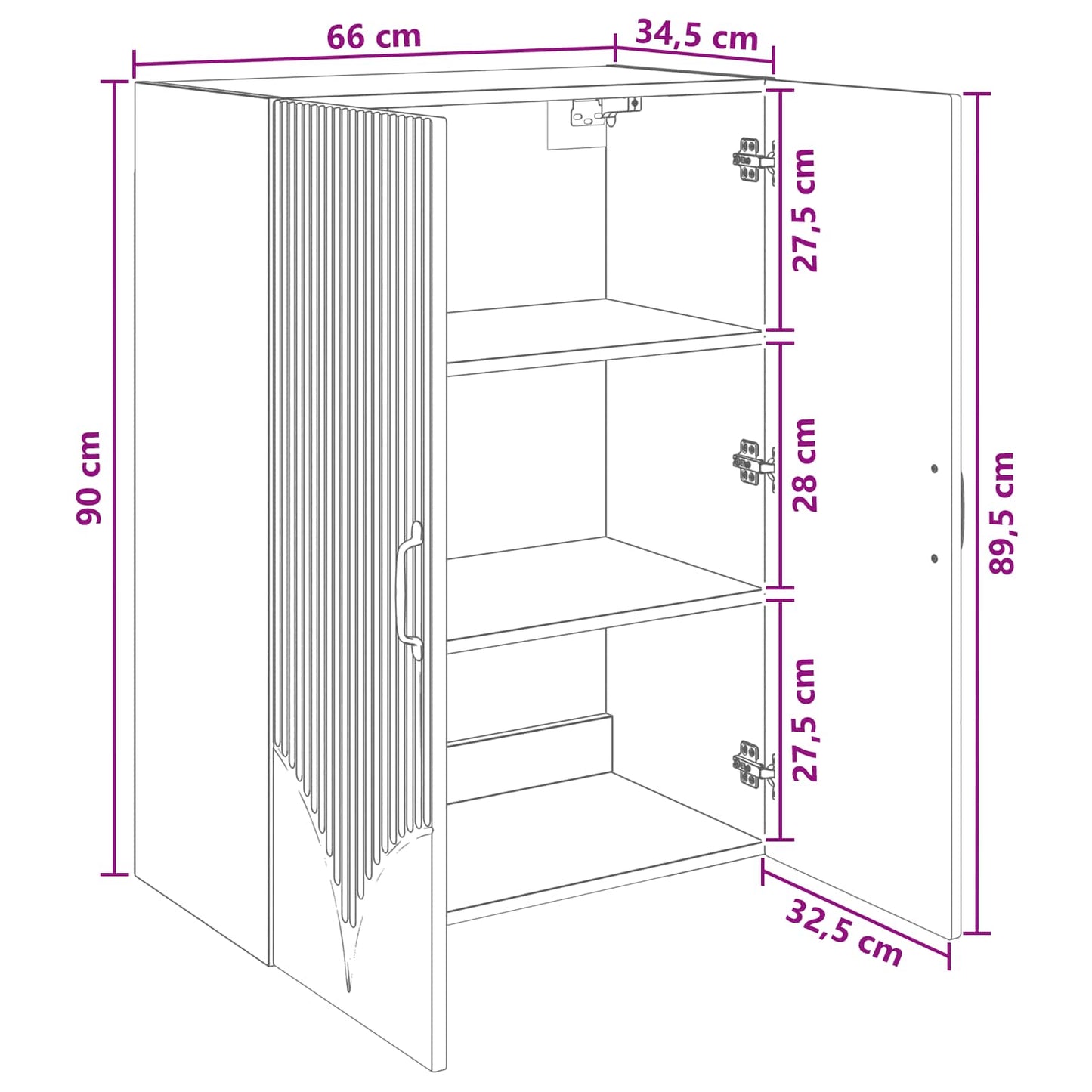 vidaXL Wall-Mounted Cabinet 66 x 34.5 x 90 cm Engineered Wood