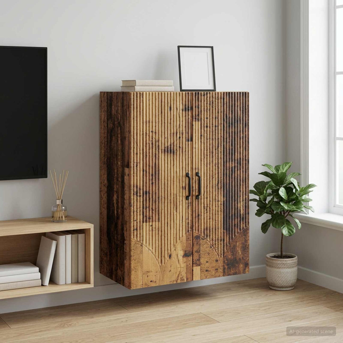 vidaXL Wall-Mounted Cabinet Old Wood 66 x 34.5 x 90 cm Engineered Wood