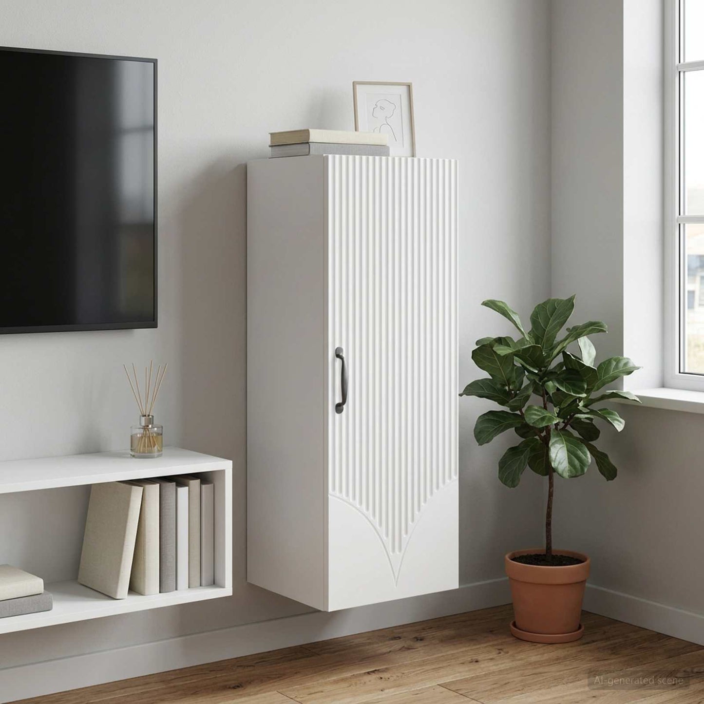 vidaXL Wall-Mounted Cabinet White 33 x 34.5 x 90 cm Engineered Wood