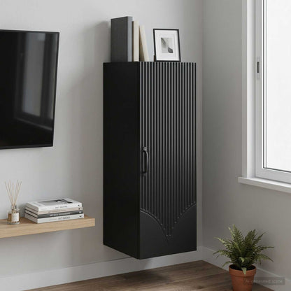 vidaXL Wall-Mounted Cabinet Black 33 x 34.5 x 90 cm Engineered Wood