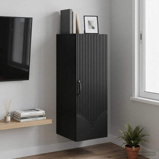 vidaXL Wall-Mounted Cabinet Black 33 x 34.5 x 90 cm Engineered Wood