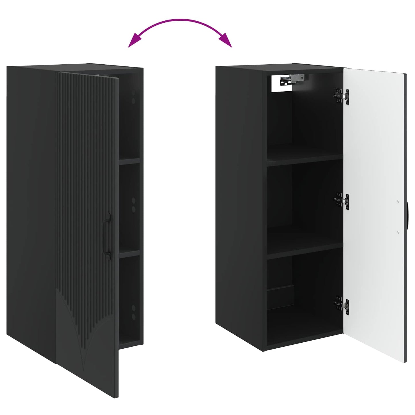 vidaXL Wall-Mounted Cabinet Black 33 x 34.5 x 90 cm Engineered Wood